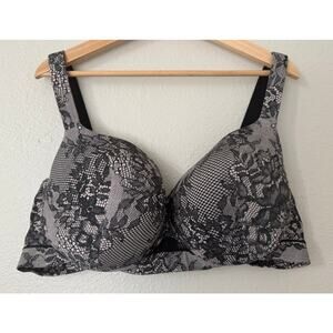 Cacique Lightly Lined Lace Print Balconette Bra Size 46DD‎